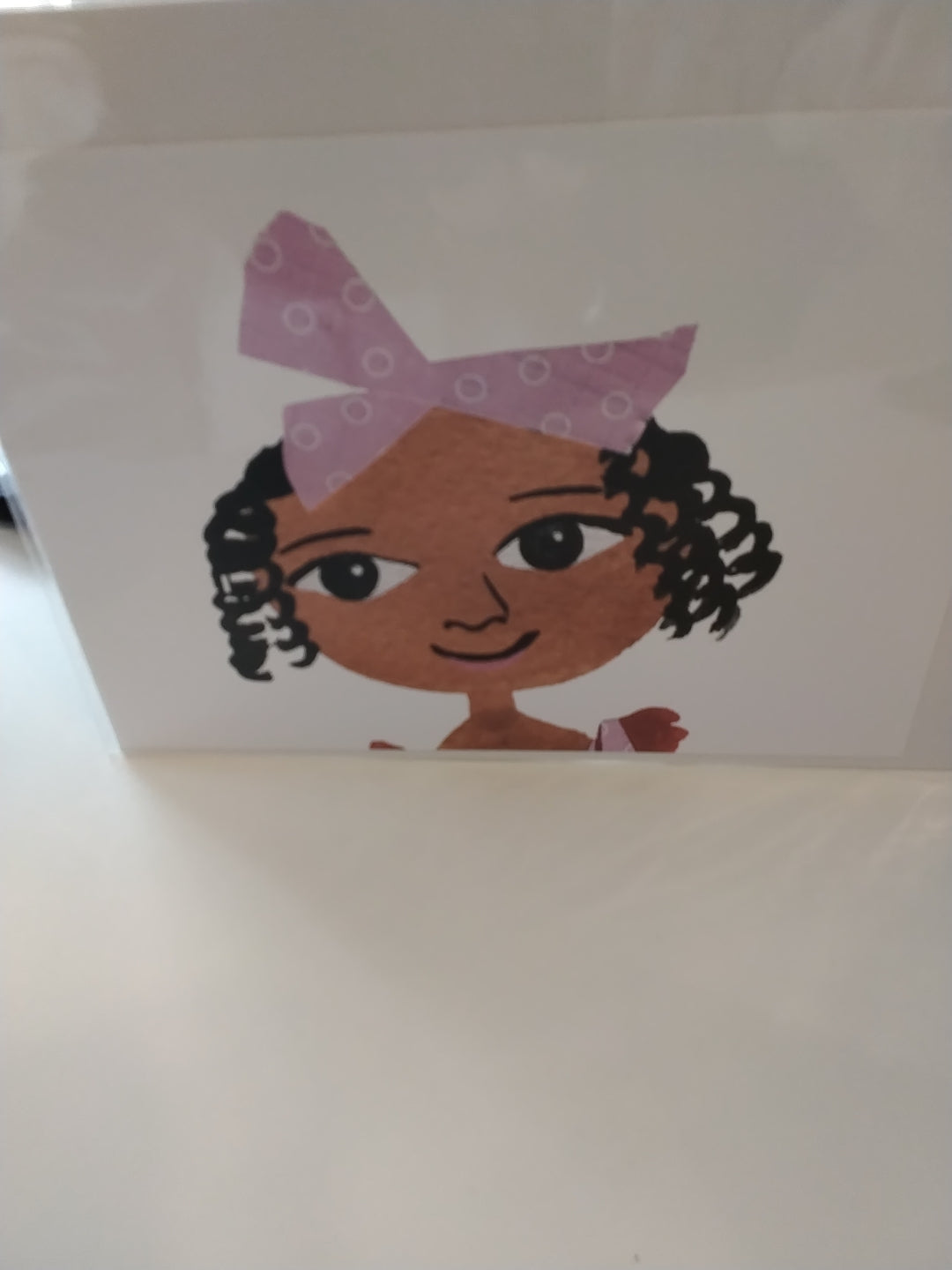 Card - Smiling Brown Girl w/Pink Bow
