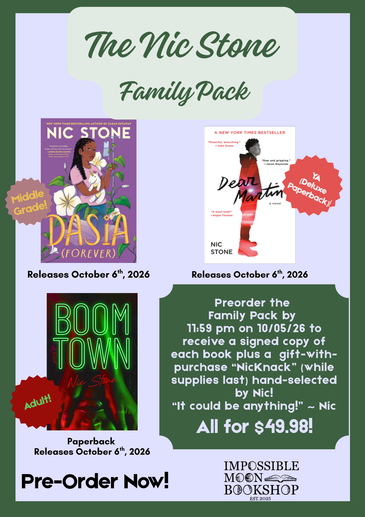 Nic Stone Family Pack Pre-Order